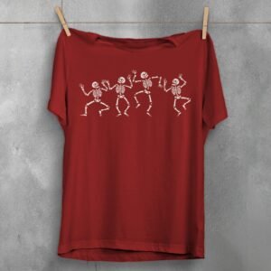 dancing skeletons celebration spooky season gothic t-shirt design, variation 4