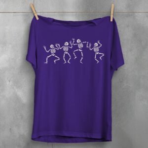dancing skeletons celebration spooky season gothic t-shirt design, variation 5