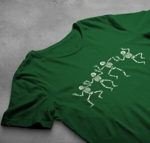 dancing skeletons celebration spooky season gothic t-shirt design, variation 6