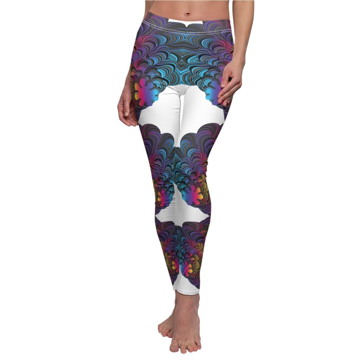 Dancing spectral flowers create alluring esoteric abstract design leggings - 4