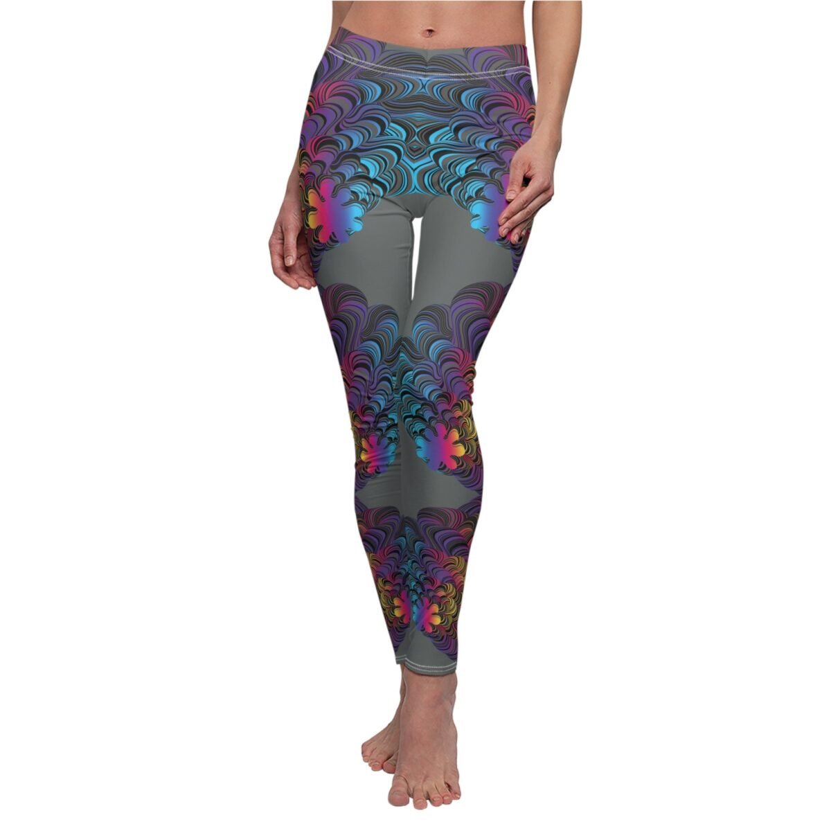 Dancing spectral flowers create alluring esoteric abstract design leggings - 5