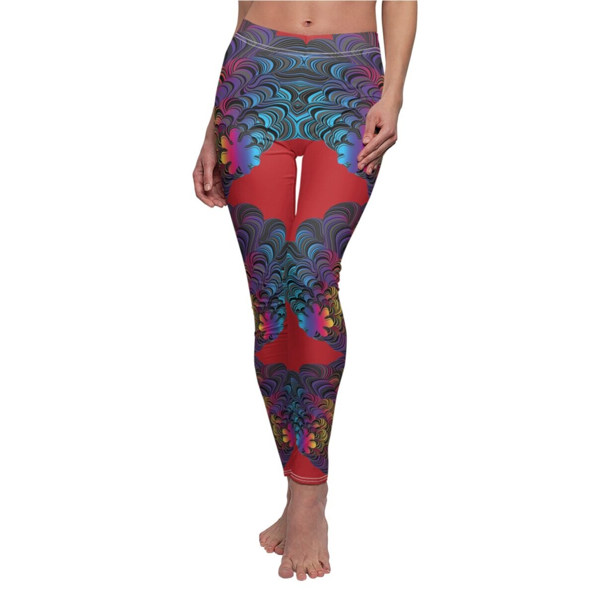 Dancing spectral flowers create alluring esoteric abstract design leggings - 6
