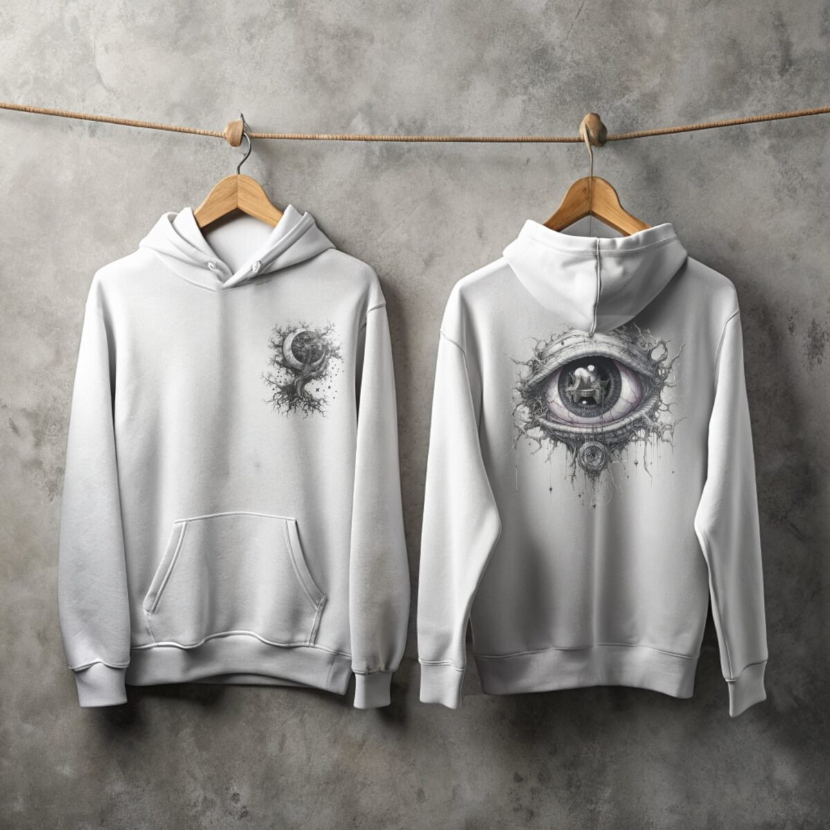 Dark dream moon tree and all seeing eye hoodie - 2