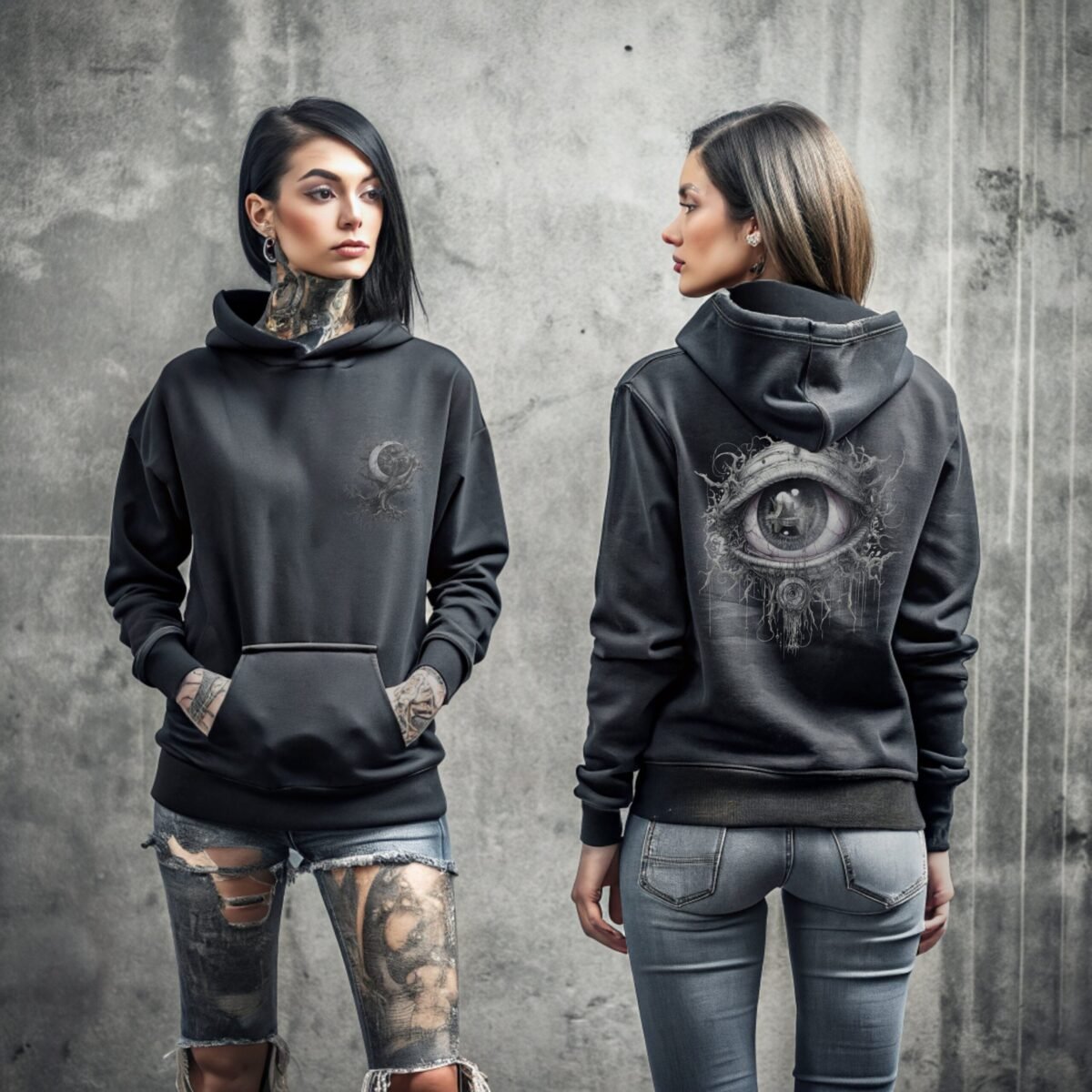 Dark dream moon tree and all seeing eye hoodie - 3