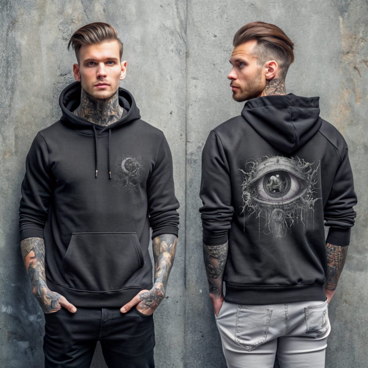 Dark dream moon tree and all seeing eye hoodie - 4