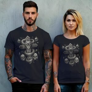 Dark Serpent Symbolism Cross Gothic Inspired Pagan Snake Design T-Shirt - 10