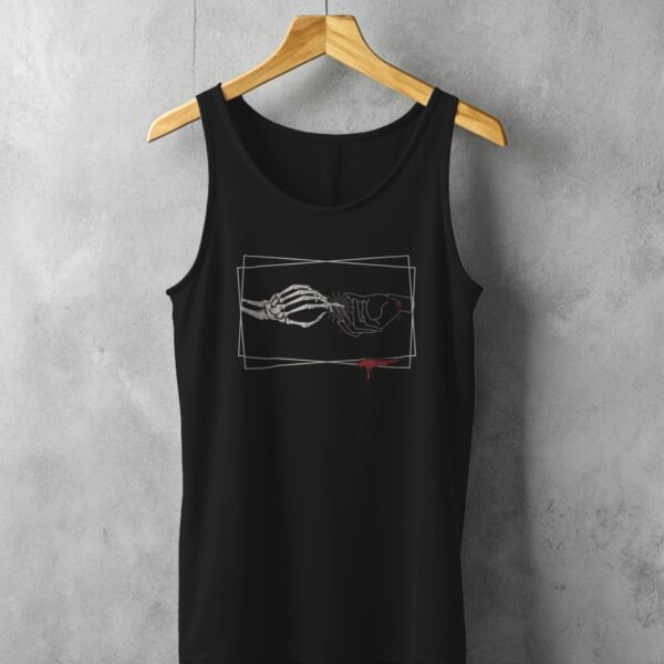 death life embrace skeleton morbid hand blood tank design, variation 1