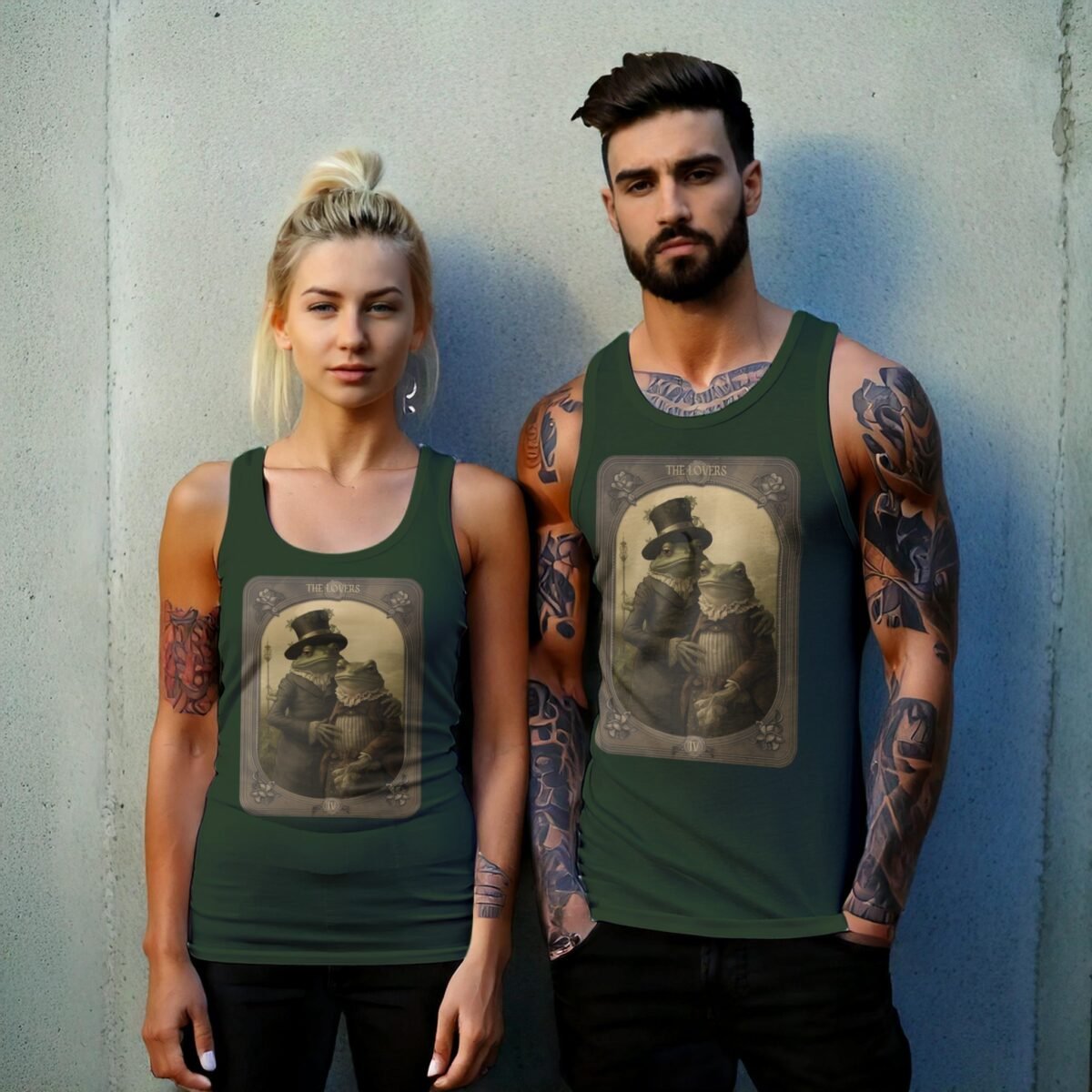 enchanted frogs tarot card sweet unconditional lovers tank top design, variation 6