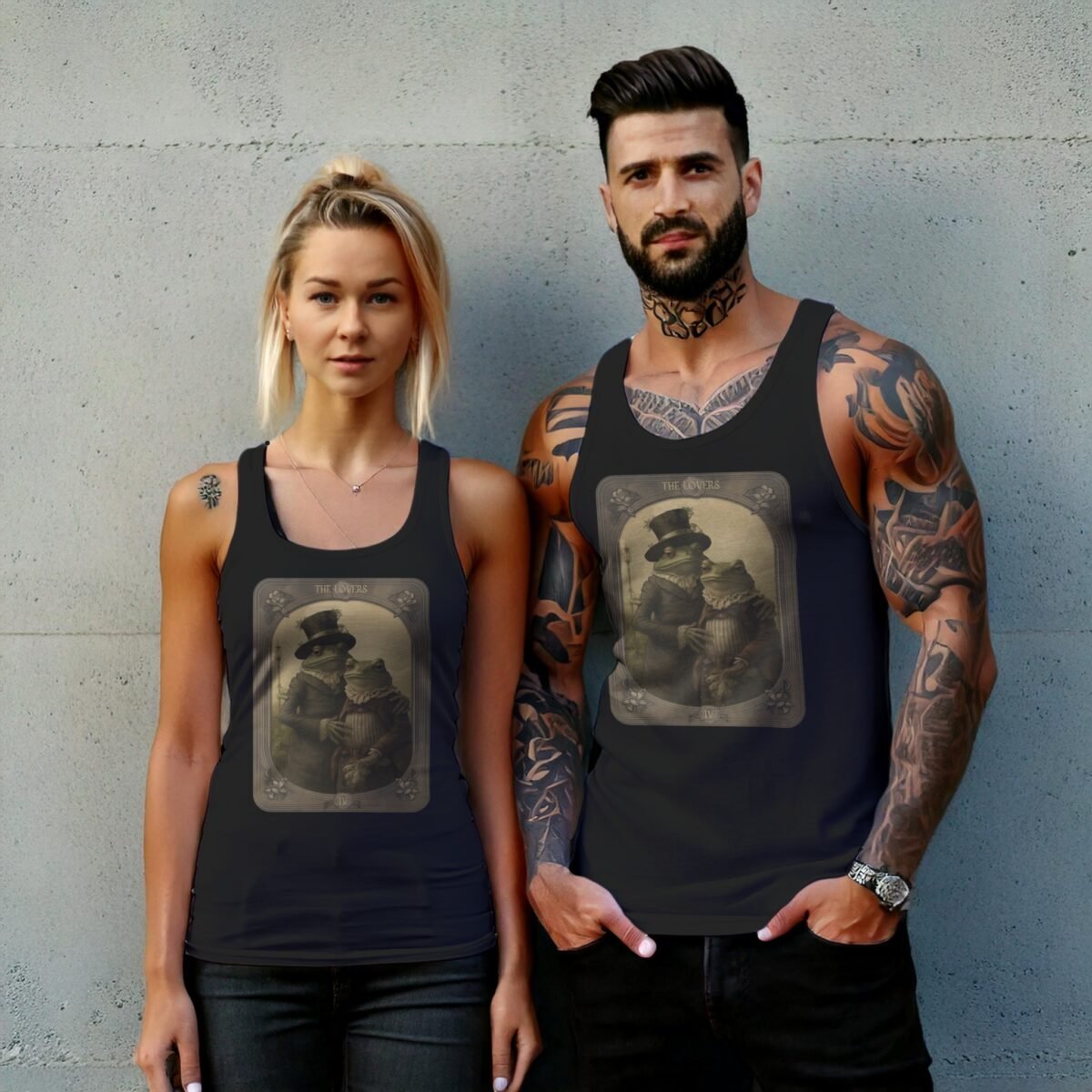 enchanted frogs tarot card sweet unconditional lovers tank top design, variation 7