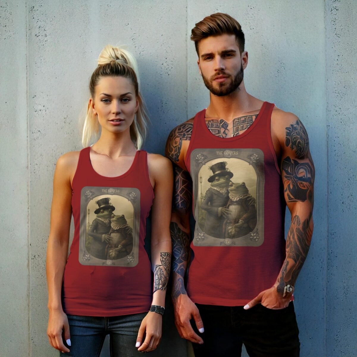 enchanted frogs tarot card sweet unconditional lovers tank top design, variation 8