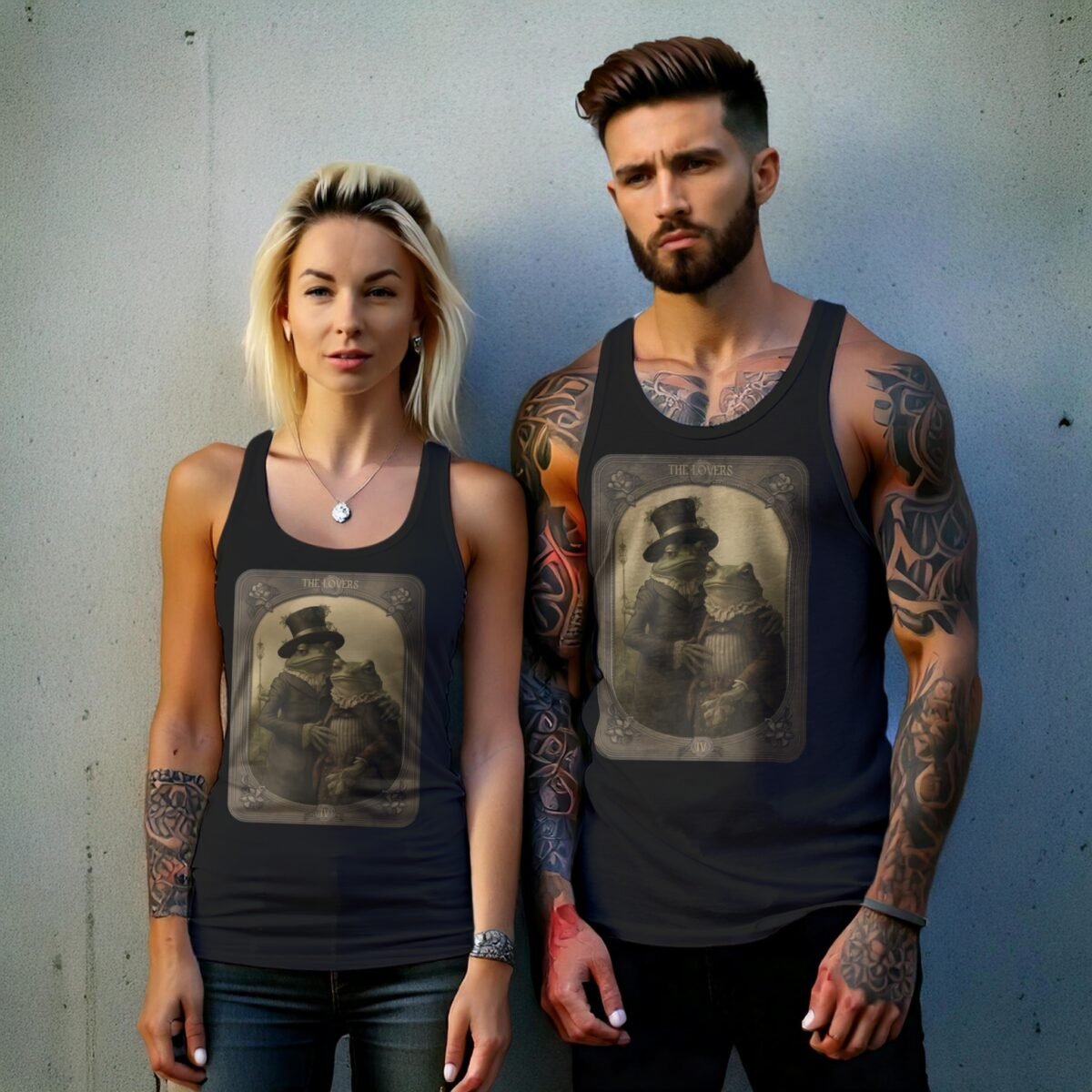 enchanted frogs tarot card sweet unconditional lovers tank top design, variation 9