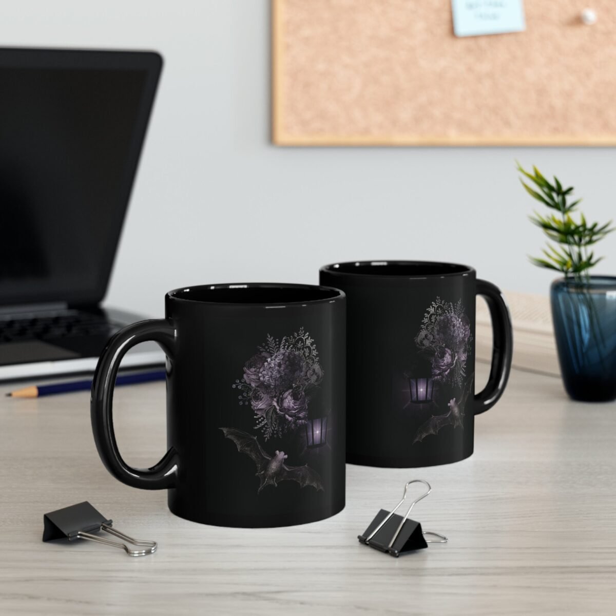 Enchanted Night Garden Bat Magic Gothic Novelty Design Coffee Mug - 7