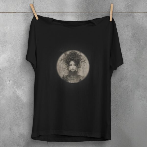 enchanting gothic portrait woman circle theogham design, variation 1
