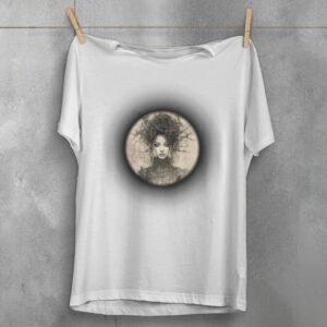 enchanting gothic portrait woman circle theogham design, variation 2