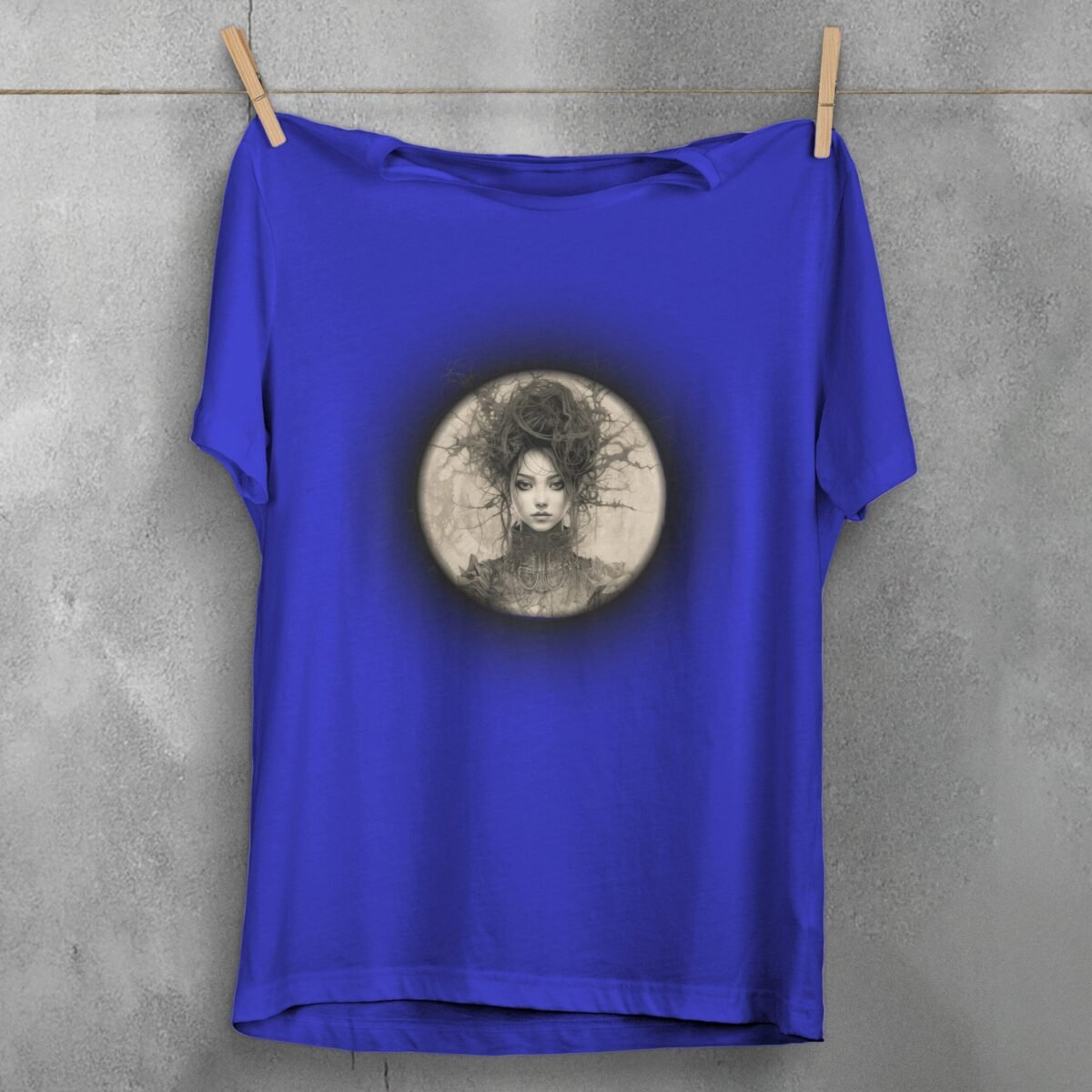 enchanting gothic portrait woman circle theogham design, variation 3