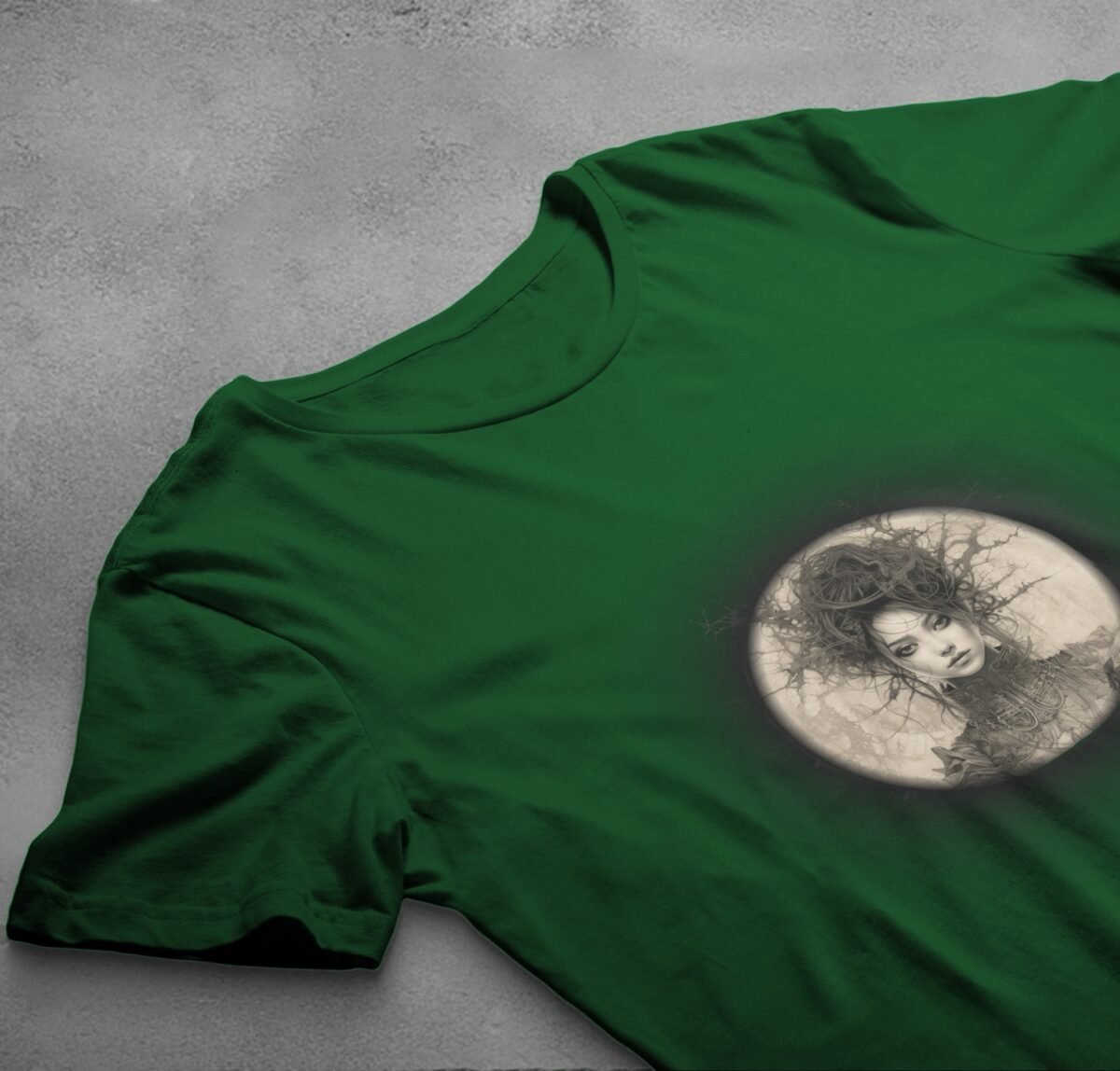 enchanting gothic portrait woman circle theogham design, variation 6