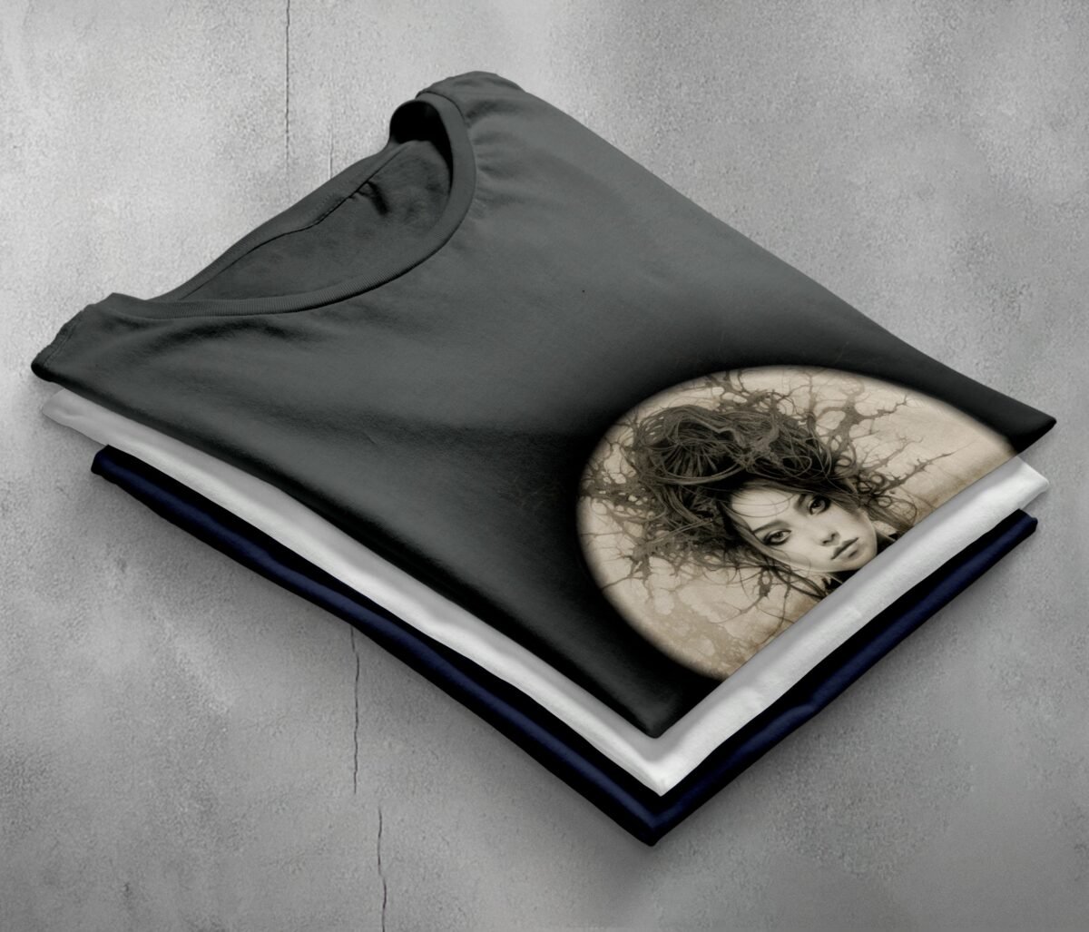 enchanting gothic portrait woman circle theogham design, variation 7