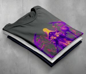enchantress figure orb sword gothic artwork t-shirt design, variation 7