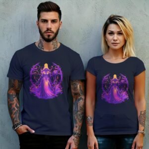 enchantress figure orb sword gothic artwork t-shirt design, variation 8
