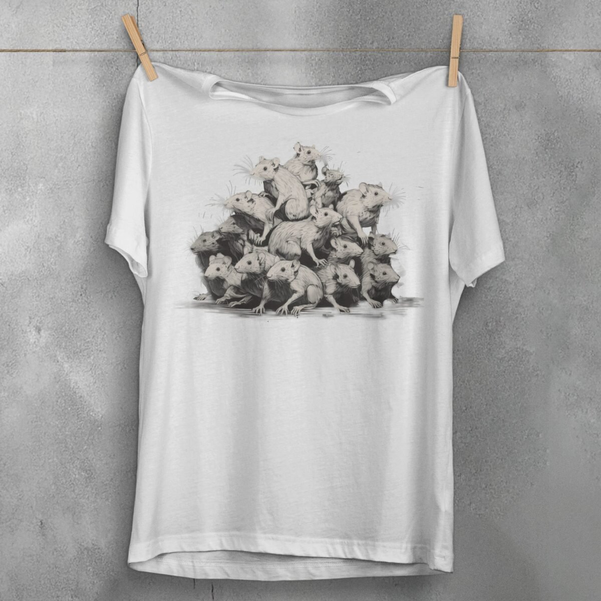 enigmatic rat king pile dark magic spells animal familiar t-shirt design, variation 2