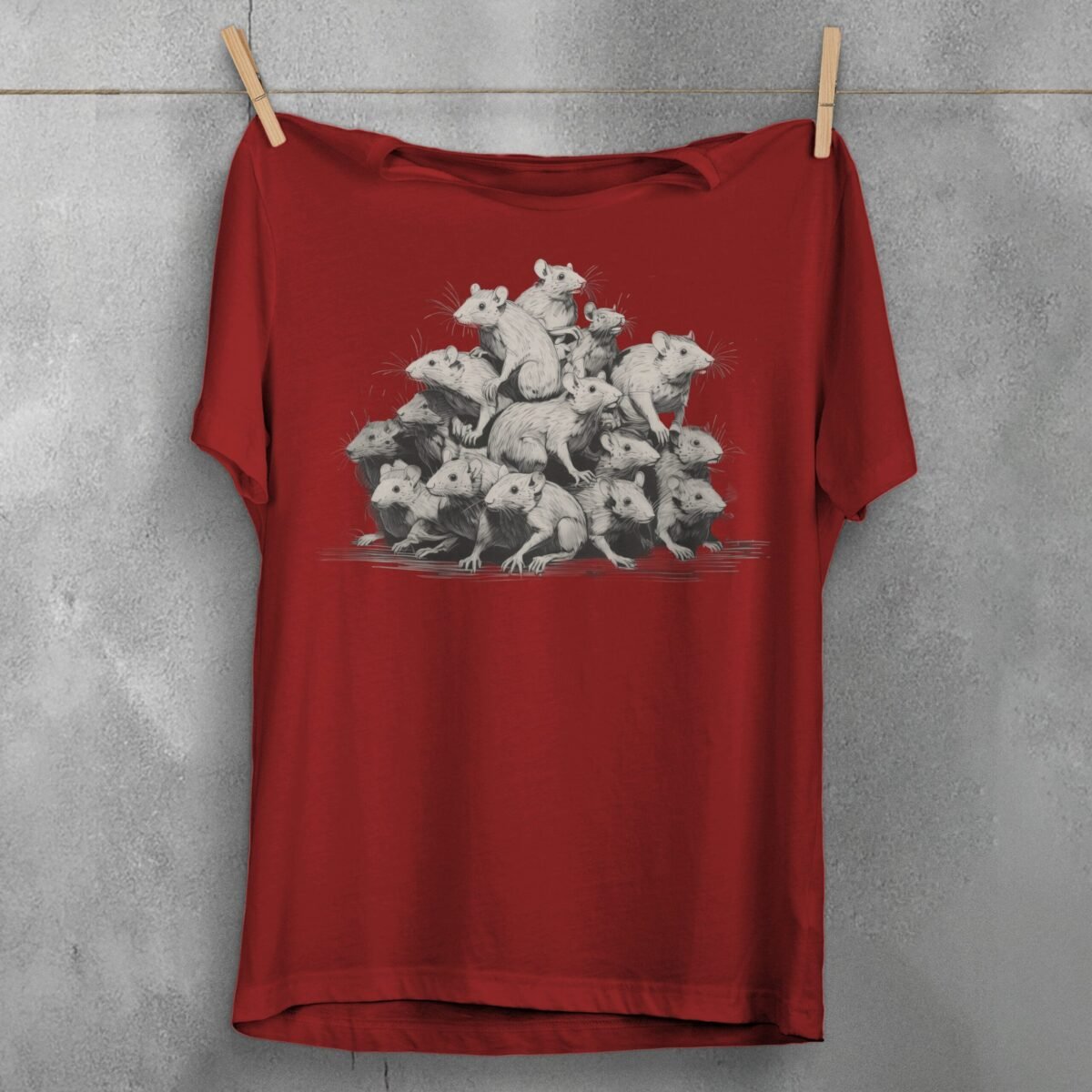 enigmatic rat king pile dark magic spells animal familiar t-shirt design, variation 4