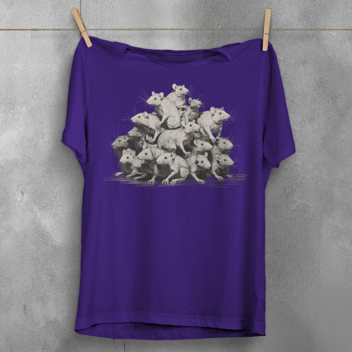 enigmatic rat king pile dark magic spells animal familiar t-shirt design, variation 5