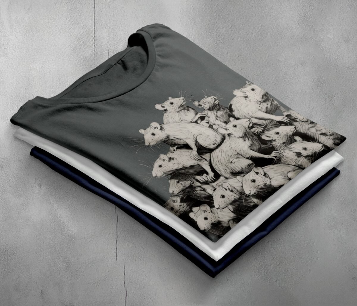 enigmatic rat king pile dark magic spells animal familiar t-shirt design, variation 7