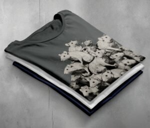 enigmatic rat king pile dark magic spells animal familiar t-shirt design, variation 7