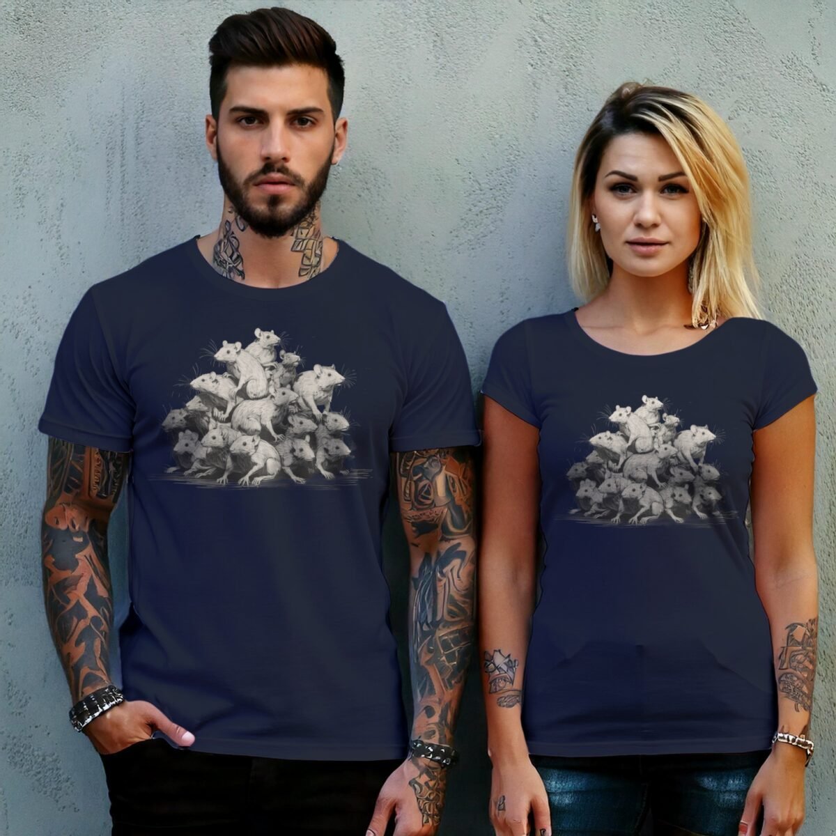 enigmatic rat king pile dark magic spells animal familiar t-shirt design, variation 8