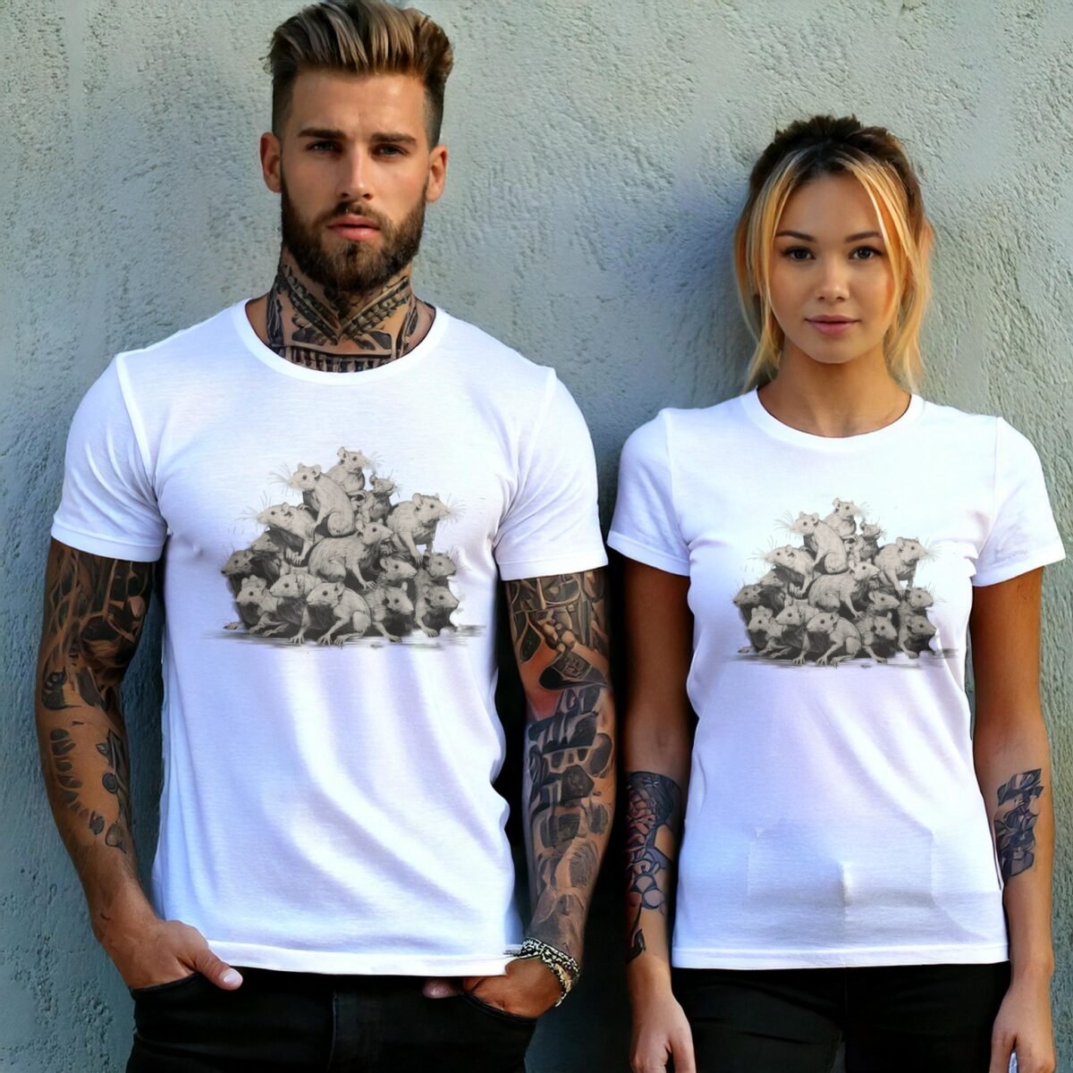 enigmatic rat king pile dark magic spells animal familiar t-shirt design, variation 9