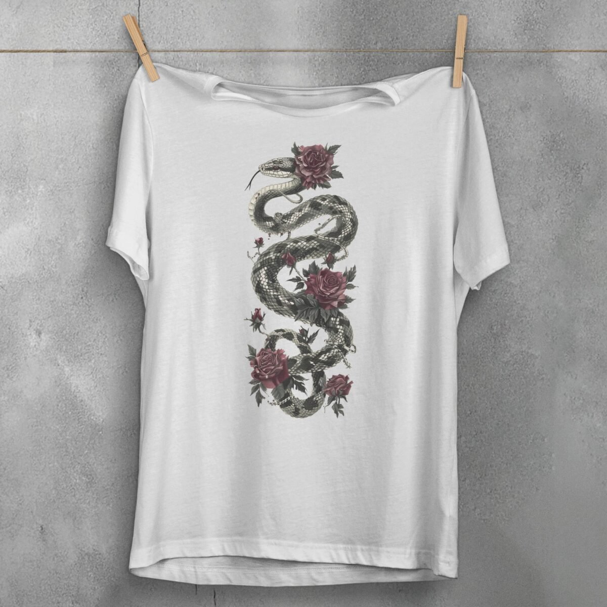 Ensnared in rose thorns the snake sways soft gothic t-shirt - 3