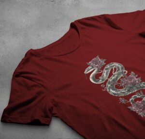 Ensnared in rose thorns the snake sways soft gothic t-shirt - 4