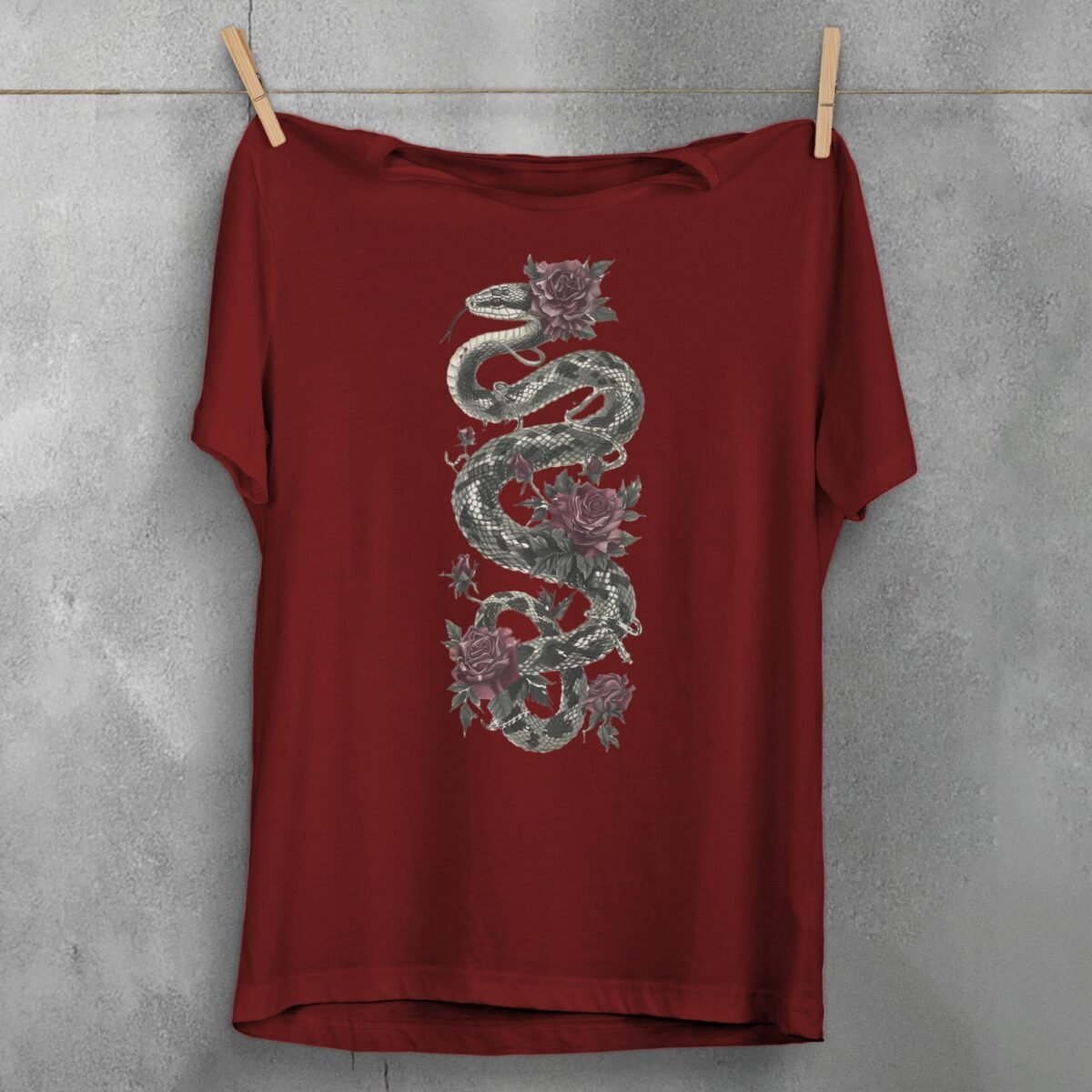 Ensnared in rose thorns the snake sways soft gothic t-shirt - 7