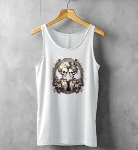 eternal skeletons couple love till death gothic tank design, variation 4