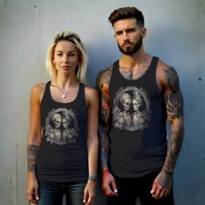 eternal skeletons couple love till death gothic tank design, variation 9