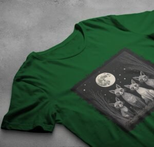 four charming foxes moon mystery animals t-shirt design, variation 6