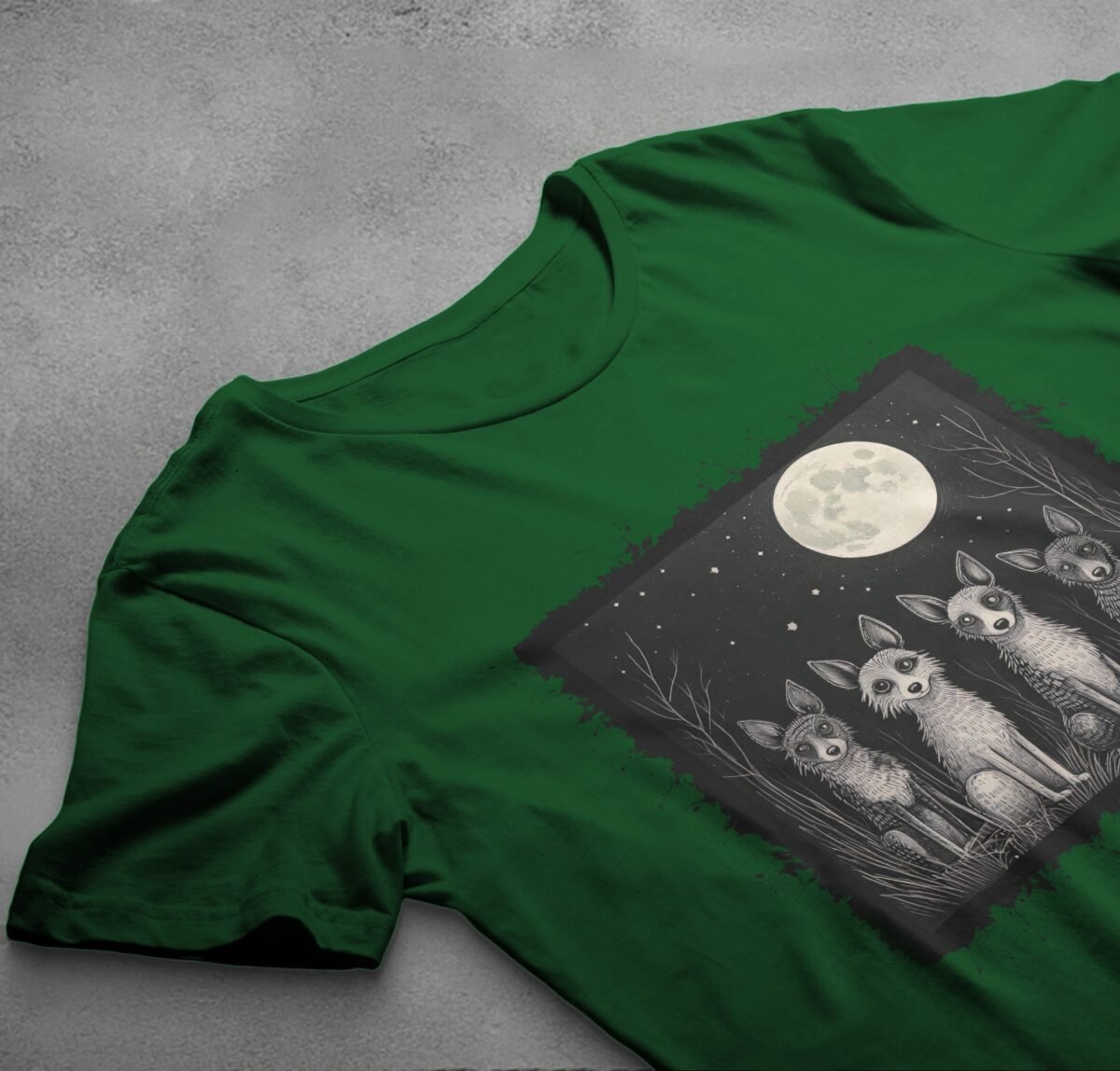 four nocturnal dogs moon night animal t-shirt design, variation 6