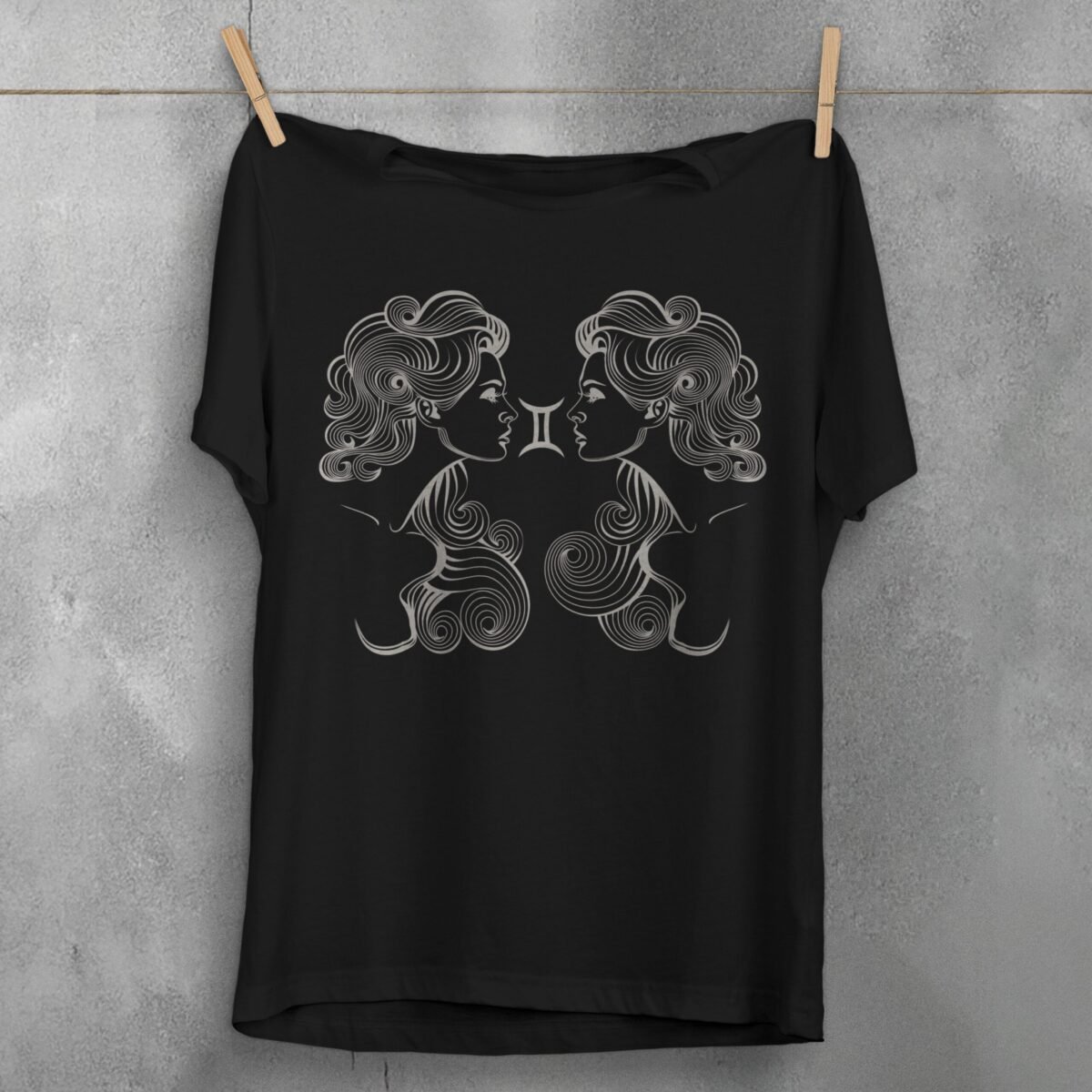 gemini zodiac twins astral energy divination horoscope artwork t-shirt design, variation 1