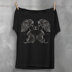 gemini zodiac twins astral energy divination horoscope artwork t-shirt design, variation 1
