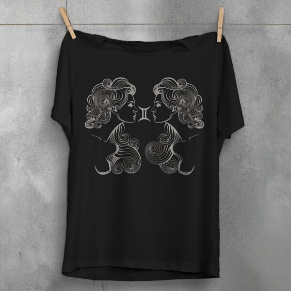 gemini zodiac twins astral energy divination horoscope artwork t-shirt design, variation 1