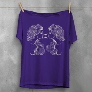 gemini zodiac twins astral energy divination horoscope artwork t-shirt design, variation 5