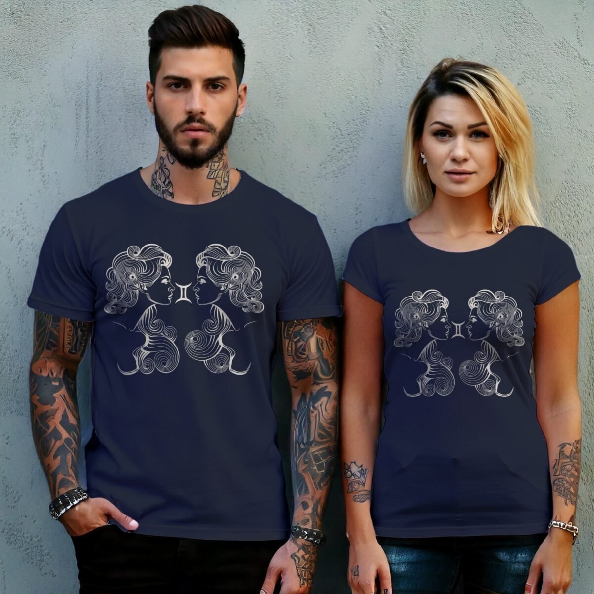 gemini zodiac twins astral energy divination horoscope artwork t-shirt design, variation 8