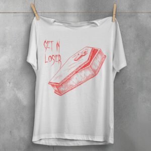 Get In Loser Coffin Gothic Humor Funny Sketch T-Shirt - 2