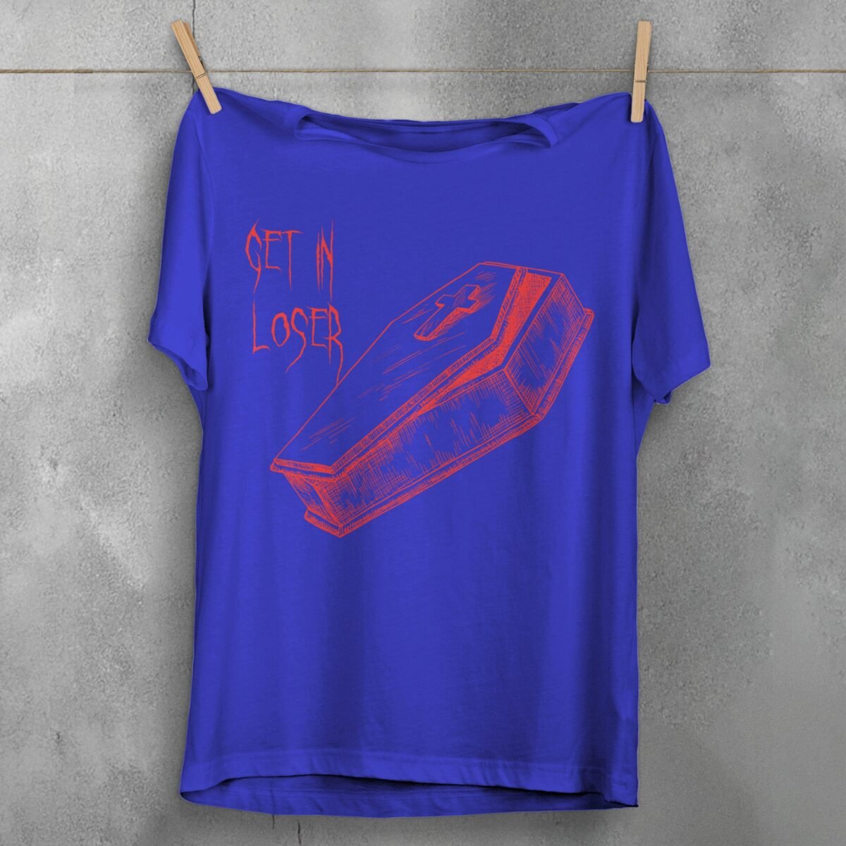 Get In Loser Coffin Gothic Humor Funny Sketch T-Shirt - 3
