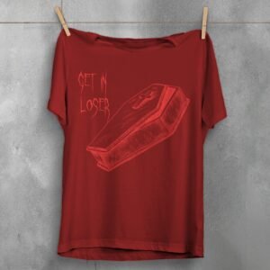 Get In Loser Coffin Gothic Humor Funny Sketch T-Shirt - 4