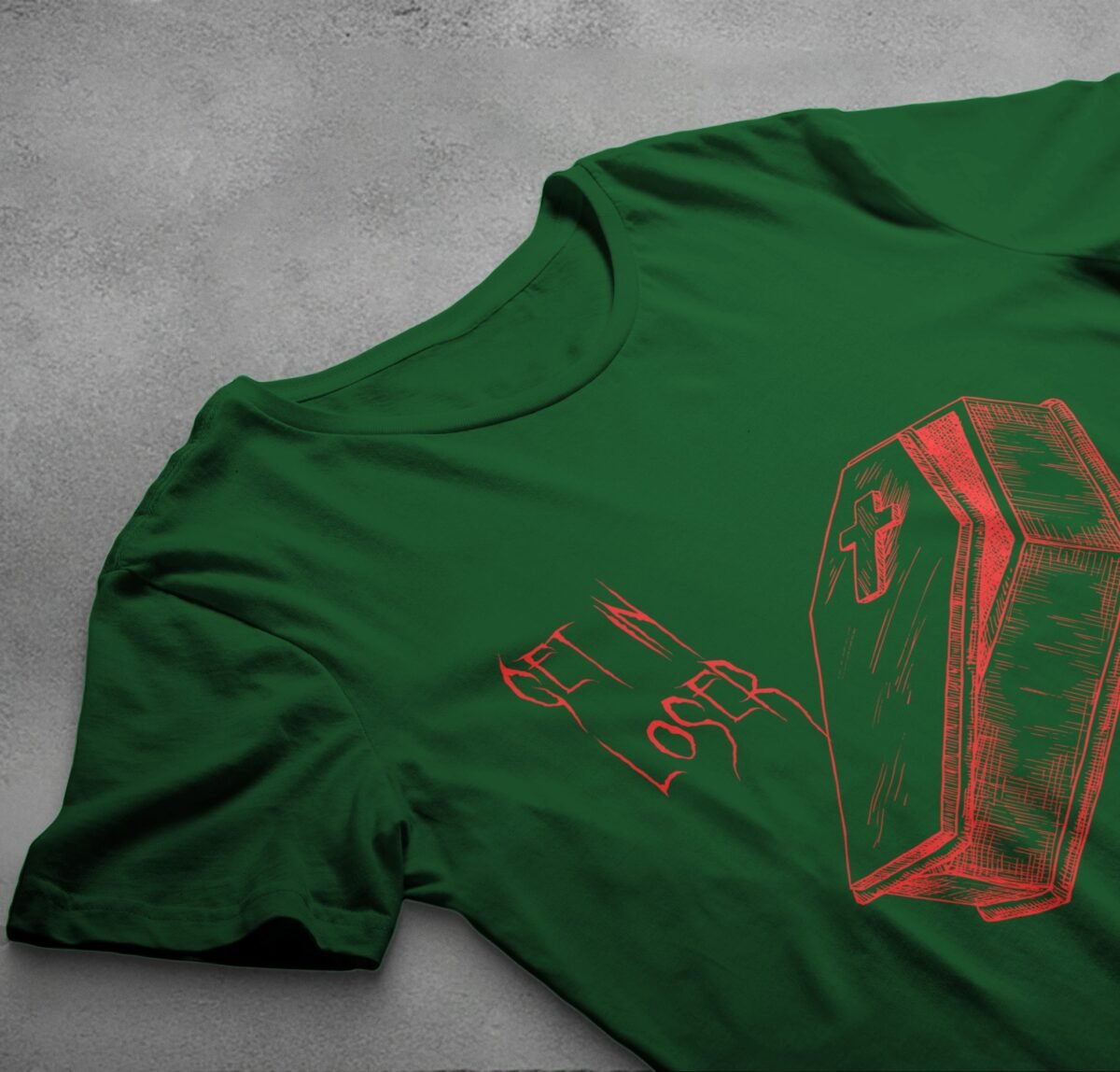 Get In Loser Coffin Gothic Humor Funny Sketch T-Shirt - 6