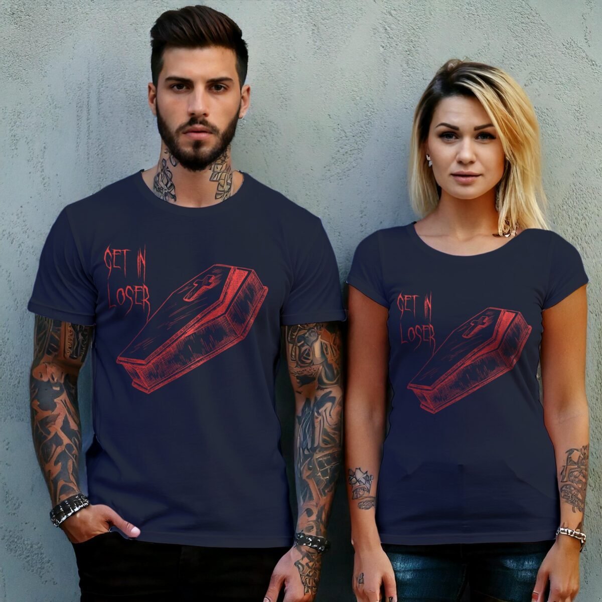 Get In Loser Coffin Gothic Humor Funny Sketch T-Shirt - 8