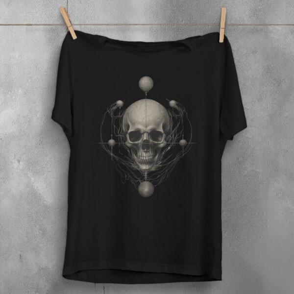 Gothic Alignment Skull Mystic Orbs Skeleton Artwork Occult Pagan T-Shirt - 1