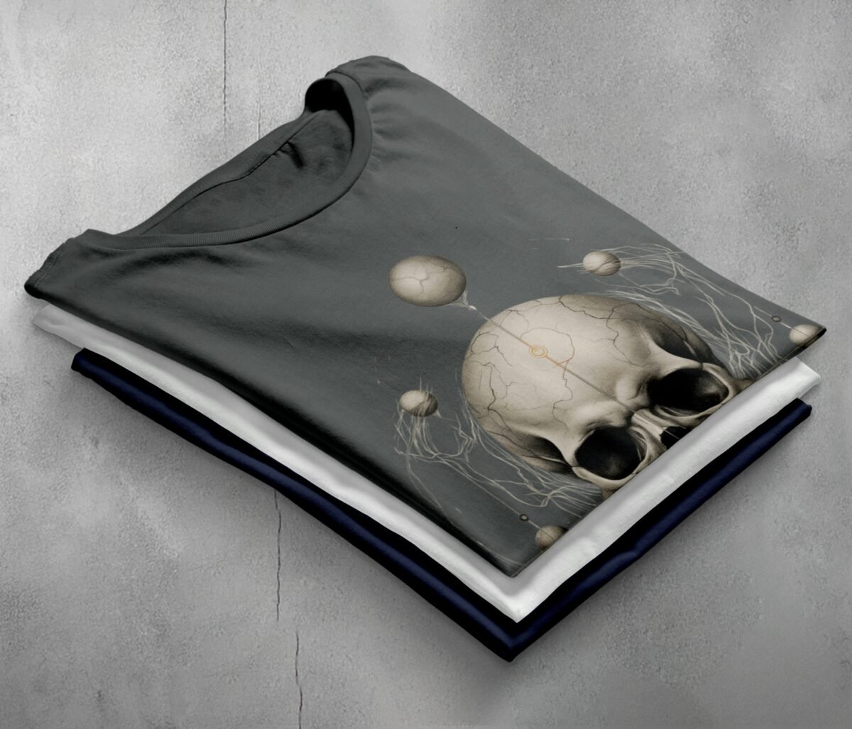 Gothic Alignment Skull Mystic Orbs Skeleton Artwork Occult Pagan T-Shirt - 7