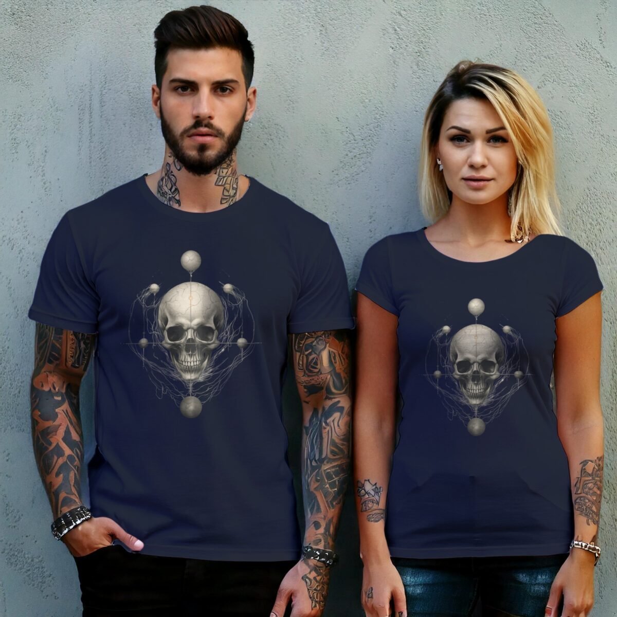 Gothic Alignment Skull Mystic Orbs Skeleton Artwork Occult Pagan T-Shirt - 8